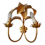 Old wall lamp palm shaped metal dore with leaf