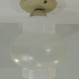 Scandinavian Ceiling Light In Ribbed Glass /vintage
