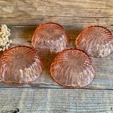 4 pink glass bowls