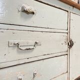 Bank counter furniture in patinated wood, circa 1900