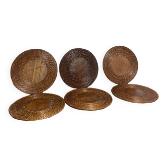 Wooden and rattan plates