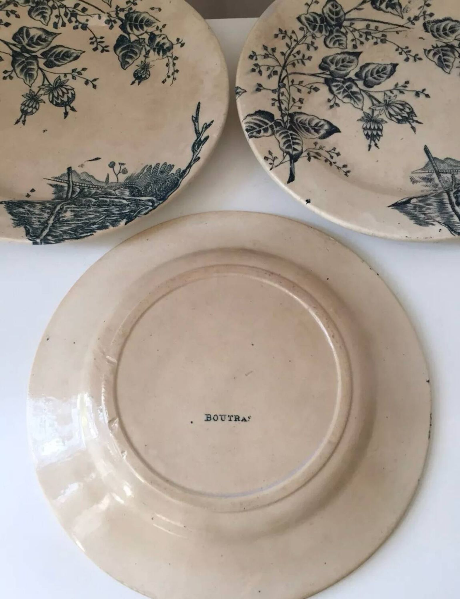 Antique Boutras Iron Earth Plates