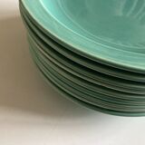 Set of 9 modernist turquoise earthenware plates from 1950 by Villeroy & Boch.