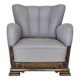 1950s, Danish armchair, furniture fabric, carved oak wood.