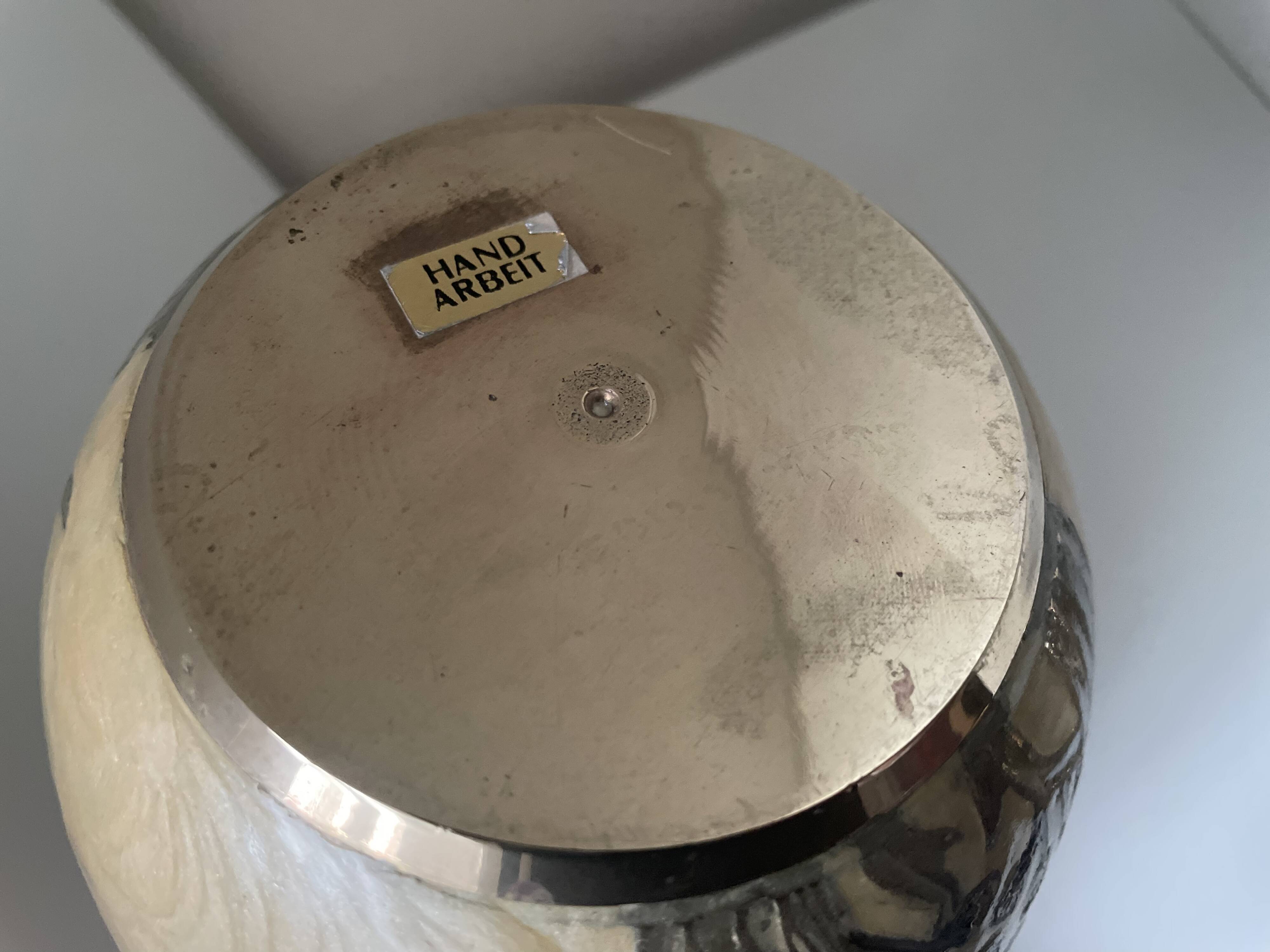 Enameled brass lidded pot