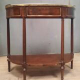 Louis XVI period demi-lune console in mahogany.