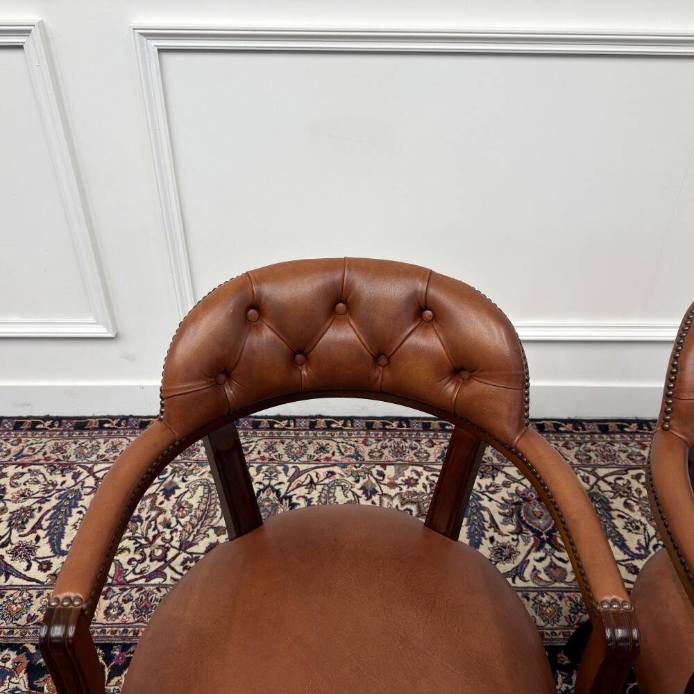 Set of Classic English Chesterfield Desk Chairs
