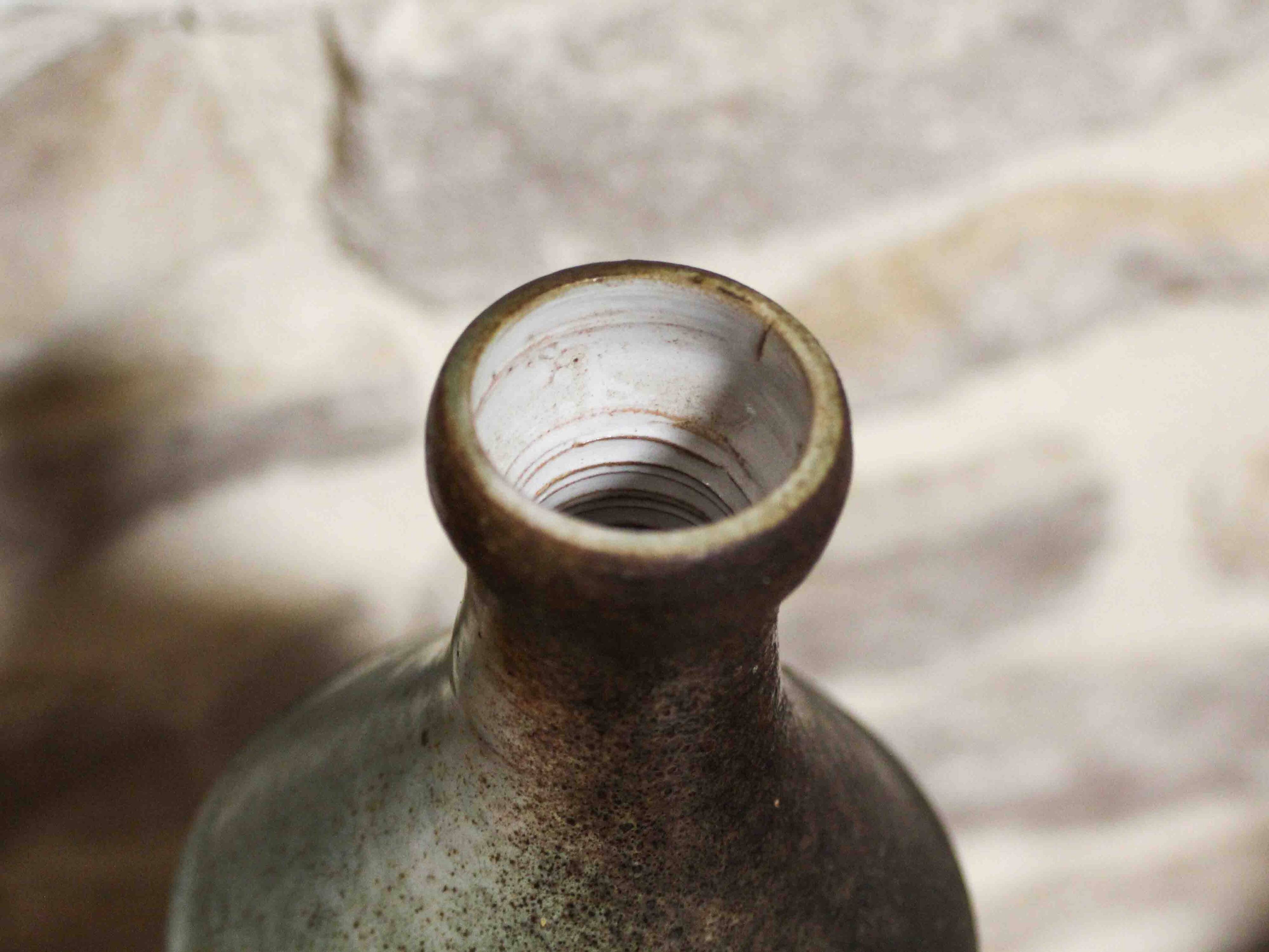 Large enamelled ceramic bottle by Michel Woop in Grimaud