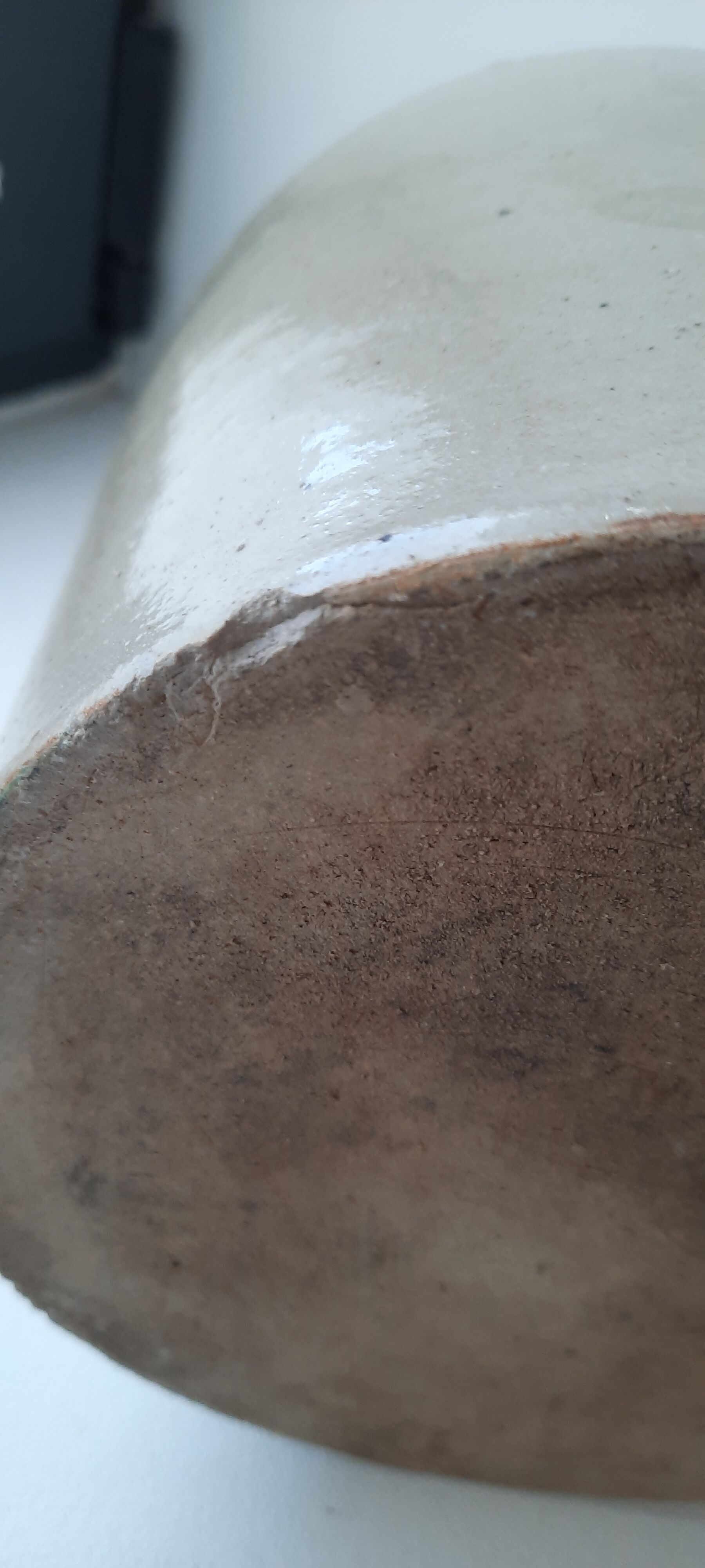 Old glazed sandstone pot