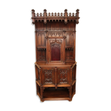 Credence in walnut 19th neo-gothic flamboyant