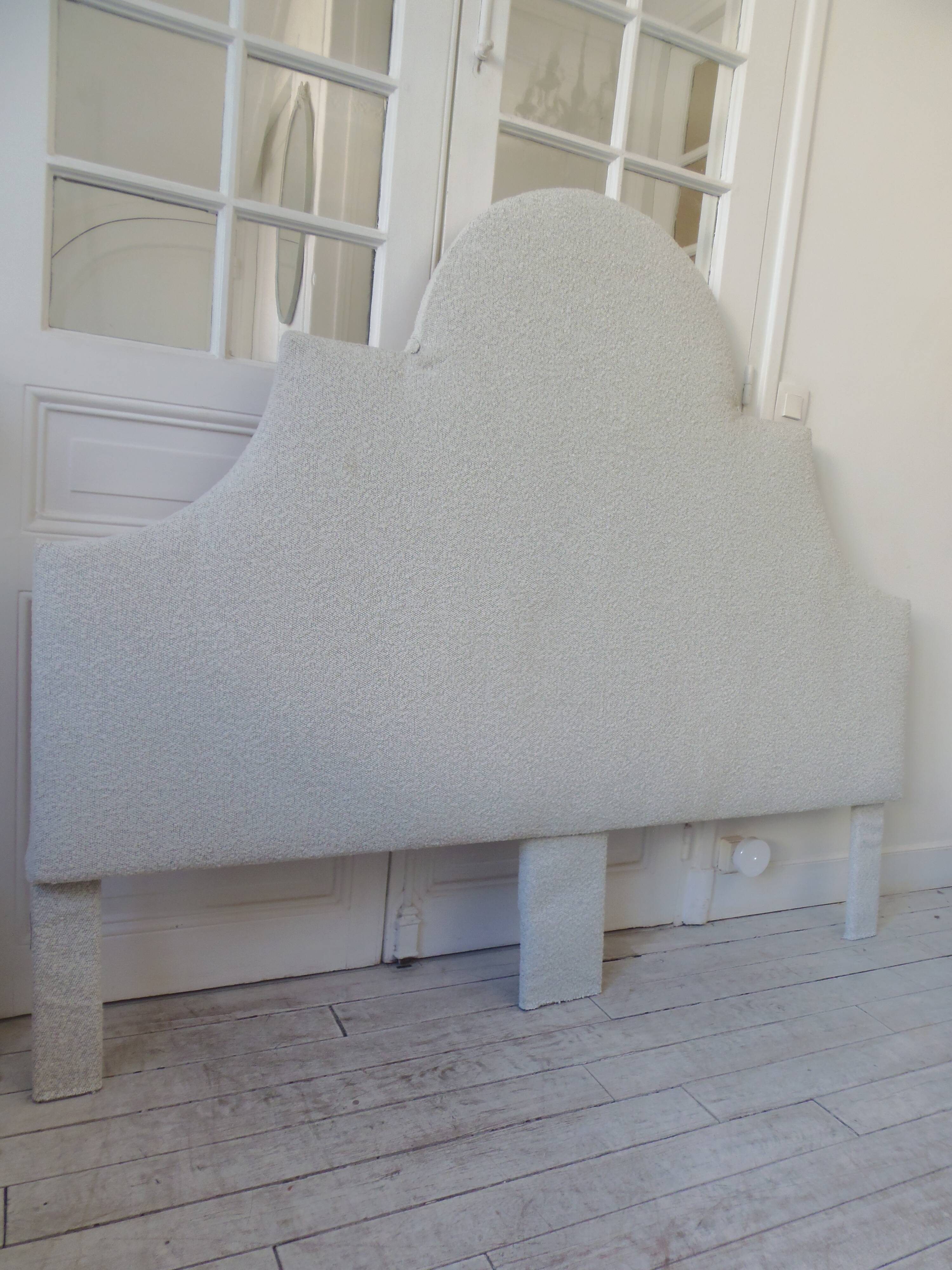 160 headboard upholstered in off-white bouclé fabric