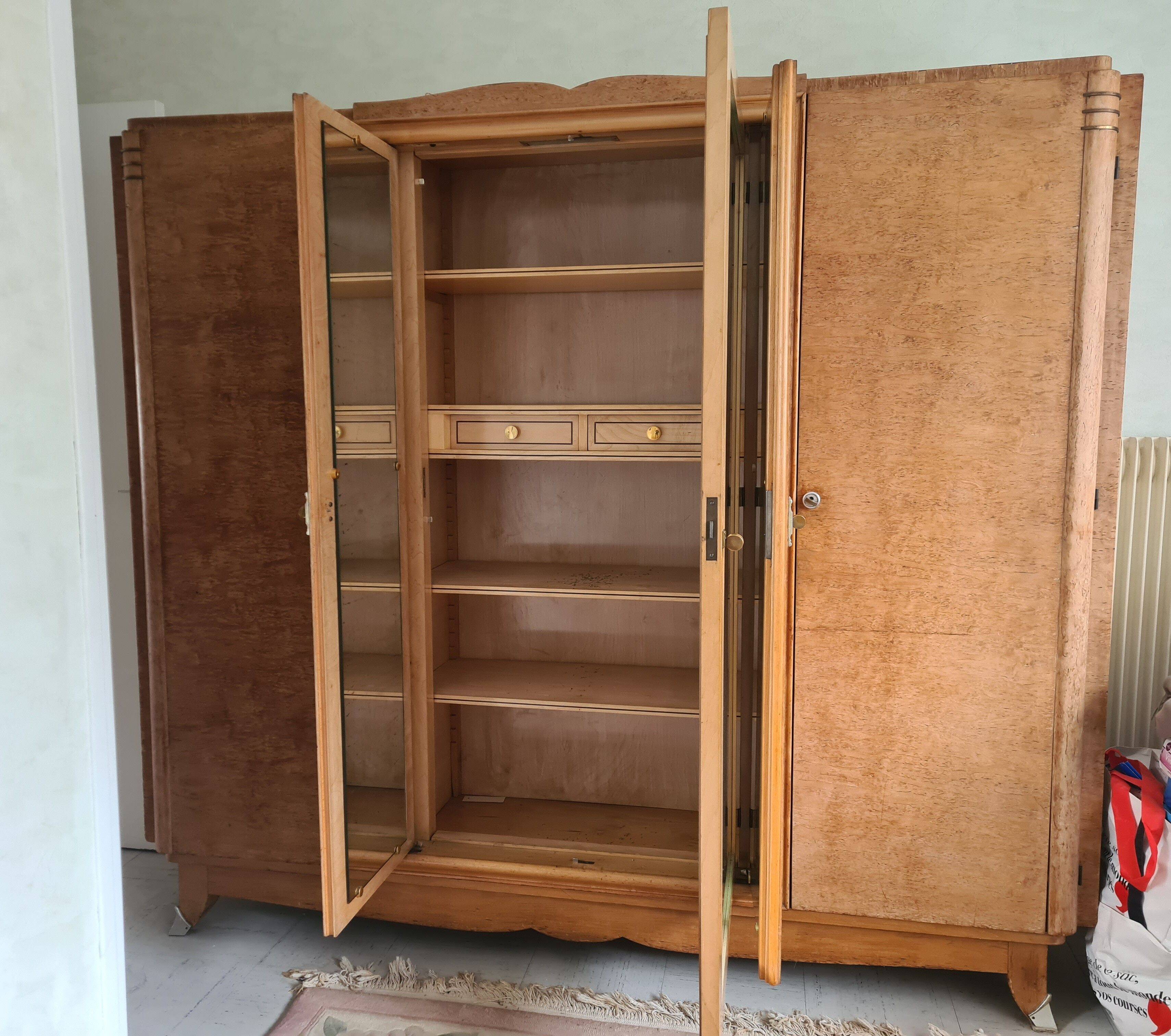 1940s burl wood wardrobe