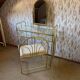 Vintage dressing table and stool in brass, 1950s, set of 2