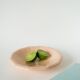 Plat creux plissé Digoin Sarreguemines, rose poudré, 1960