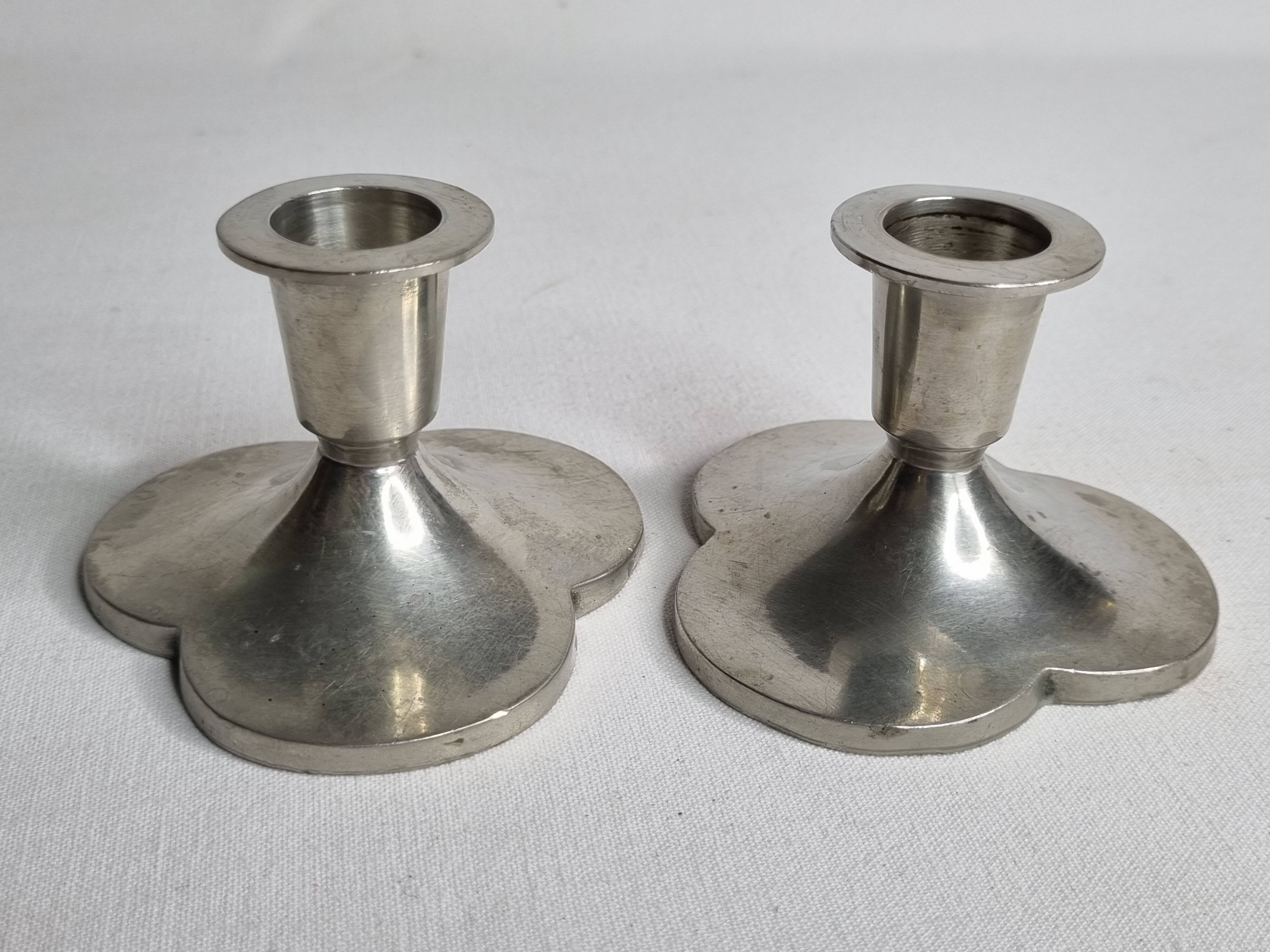 Pair of Just Andersen designer candlesticks, Denmark