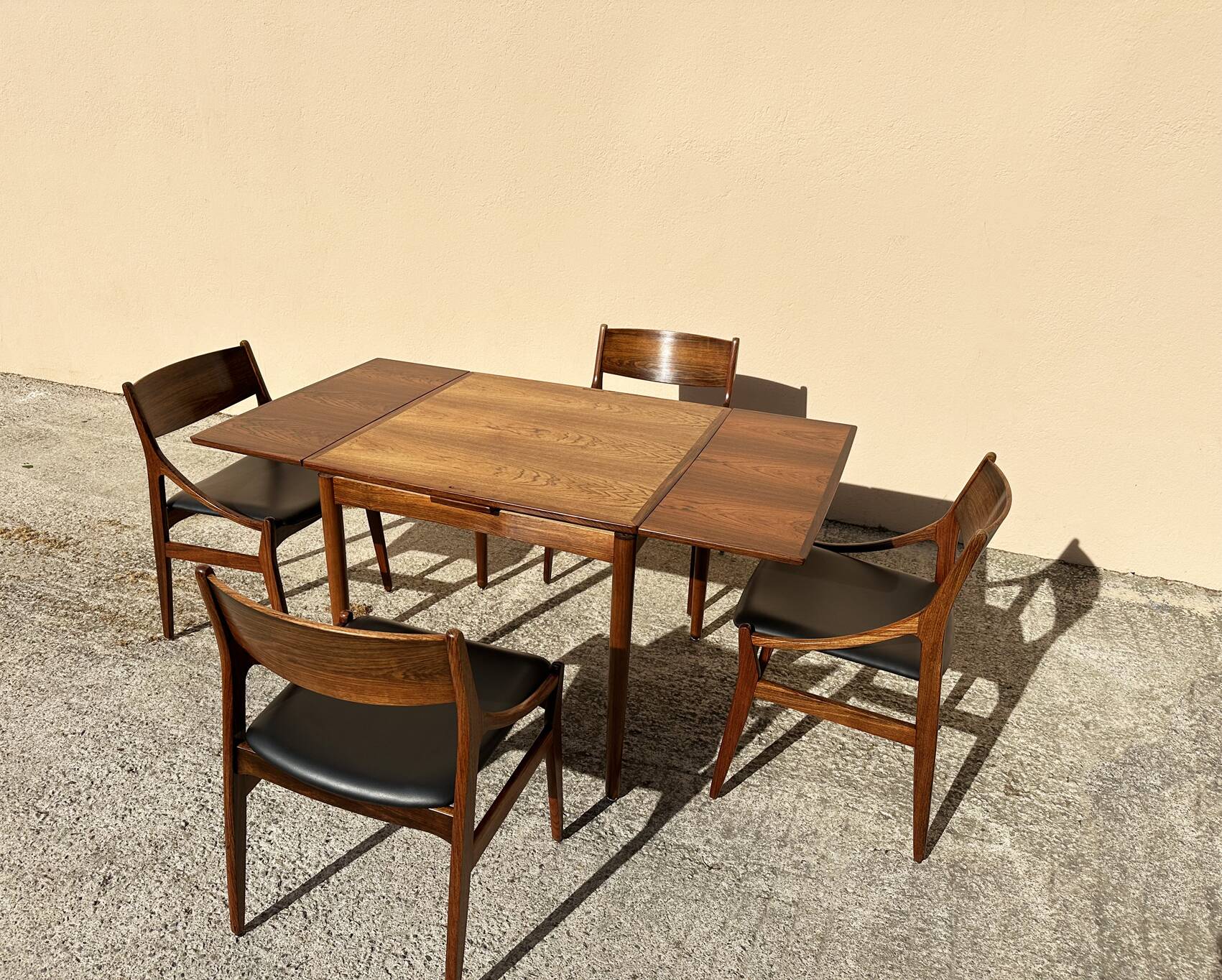 Danish extendable dining table and games table in Rio rosewood, 1960.