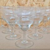 Service of 10 chiseled crystal water glasses