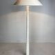 Midcentury French Alabaster floor lamp with bouclé shade, 1950s