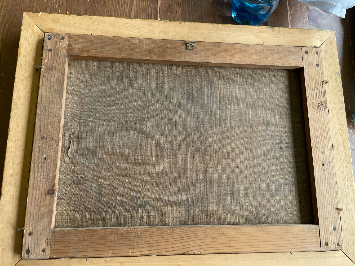 Oil painting of a riverside signed EM