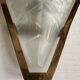 Pair of Art Deco wall sconces in molded glass and gilt brass, 1930