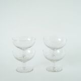 Set of 4 engraved crystal champagne glasses, arabesque motifs, 1950