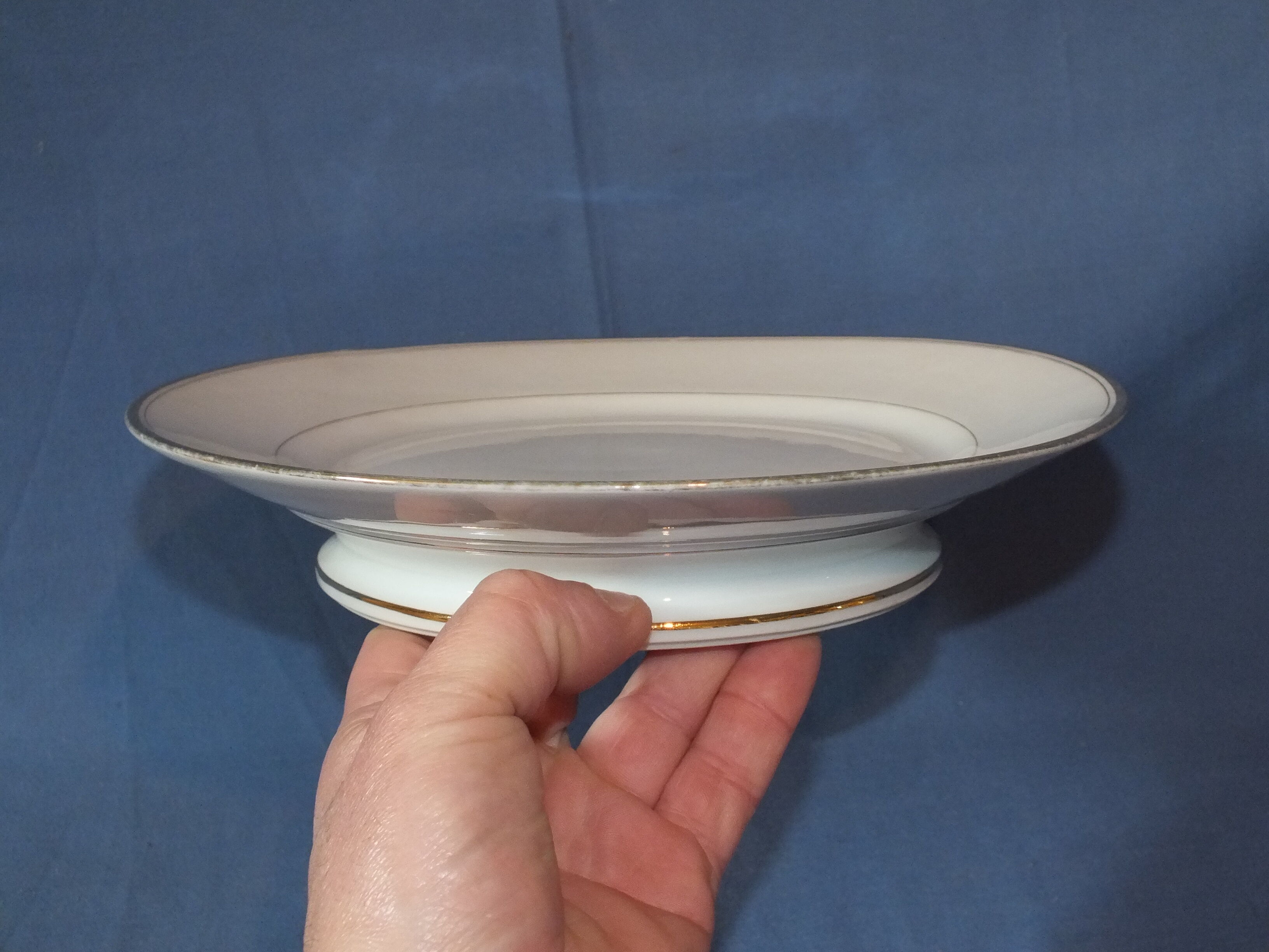 White porcelain and gold display cut