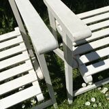 Folding slatted garden armchairs