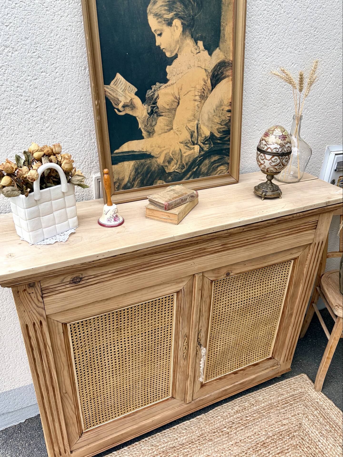 Raw wood and caning buffet