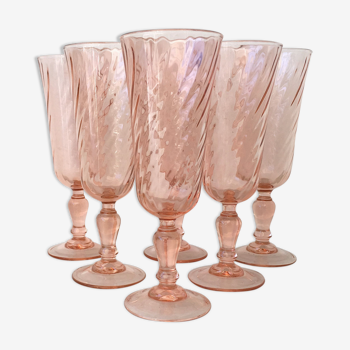 6 glasses vintage champagne flutes