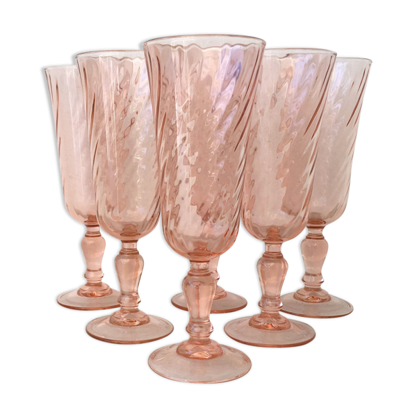 Set de 6 verres flûtes à champagne vintage