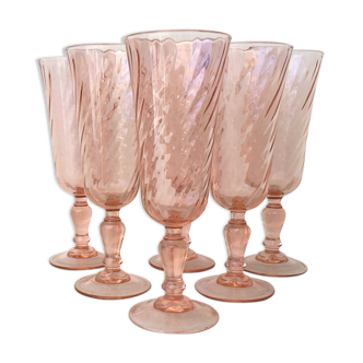 6 glasses vintage champagne flutes