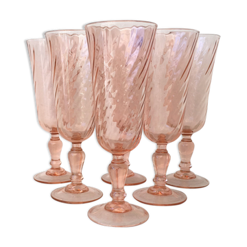 Set de 6 verres flûtes à champagne vintage