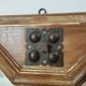 Miroir italien mid-century – cadre en bois patiné et éléments en fer forgé