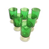 6 anciens verres à digestif luminarc vert foncé h7 cm