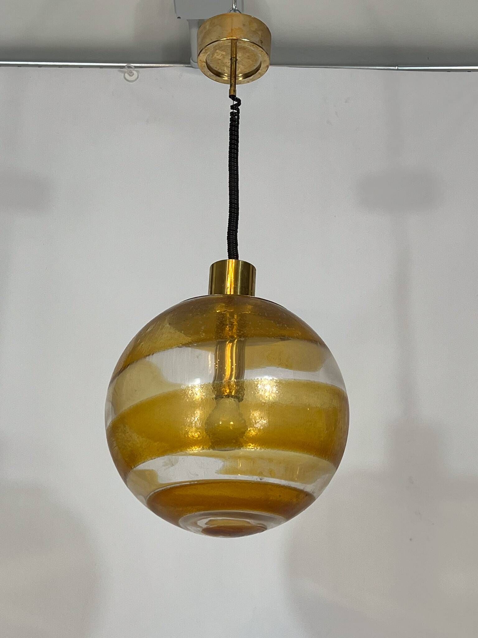 Mid-century Italian Murano glass sphere pendant lamp from 60s