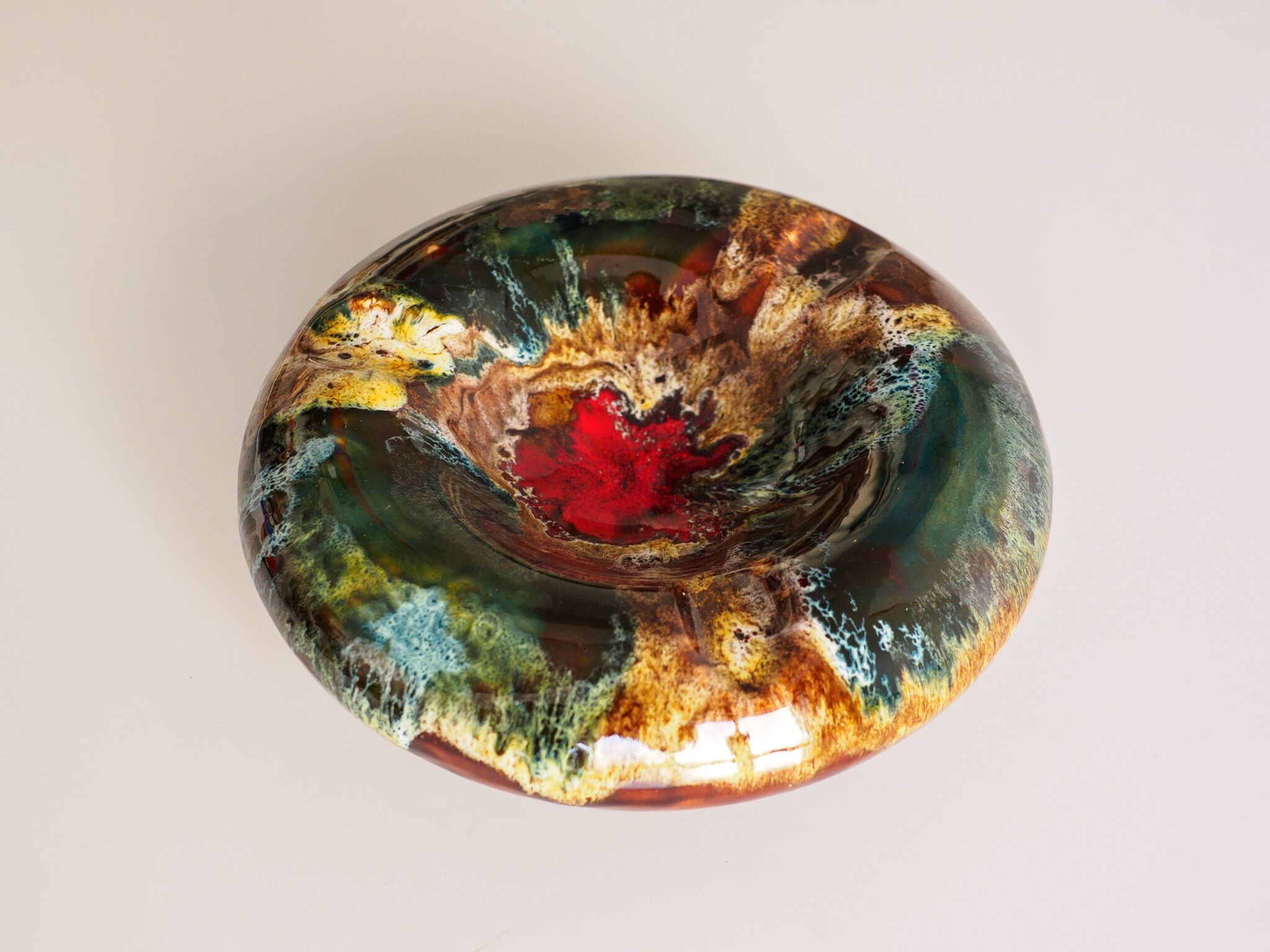 Multicolored ceramic ashtray