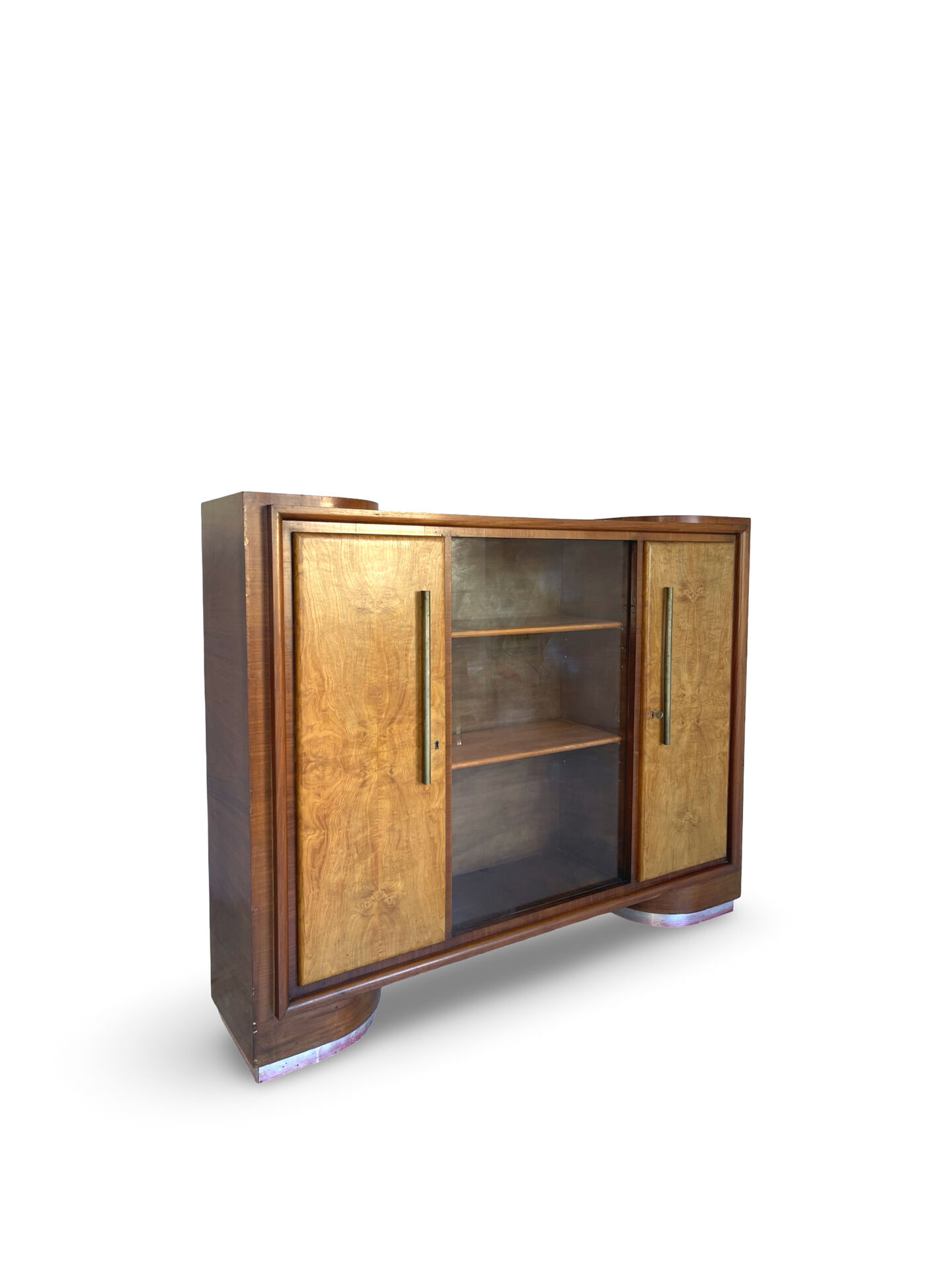Striking Art Deco birch wood sideboard