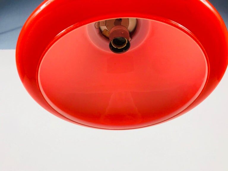Suspension in red glass and chrome by Peill and Putzler, 1970, Germany