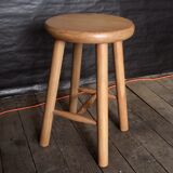 Alpine-style waxed wooden tabouret