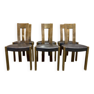 Ensemble de 6 chaises cuir