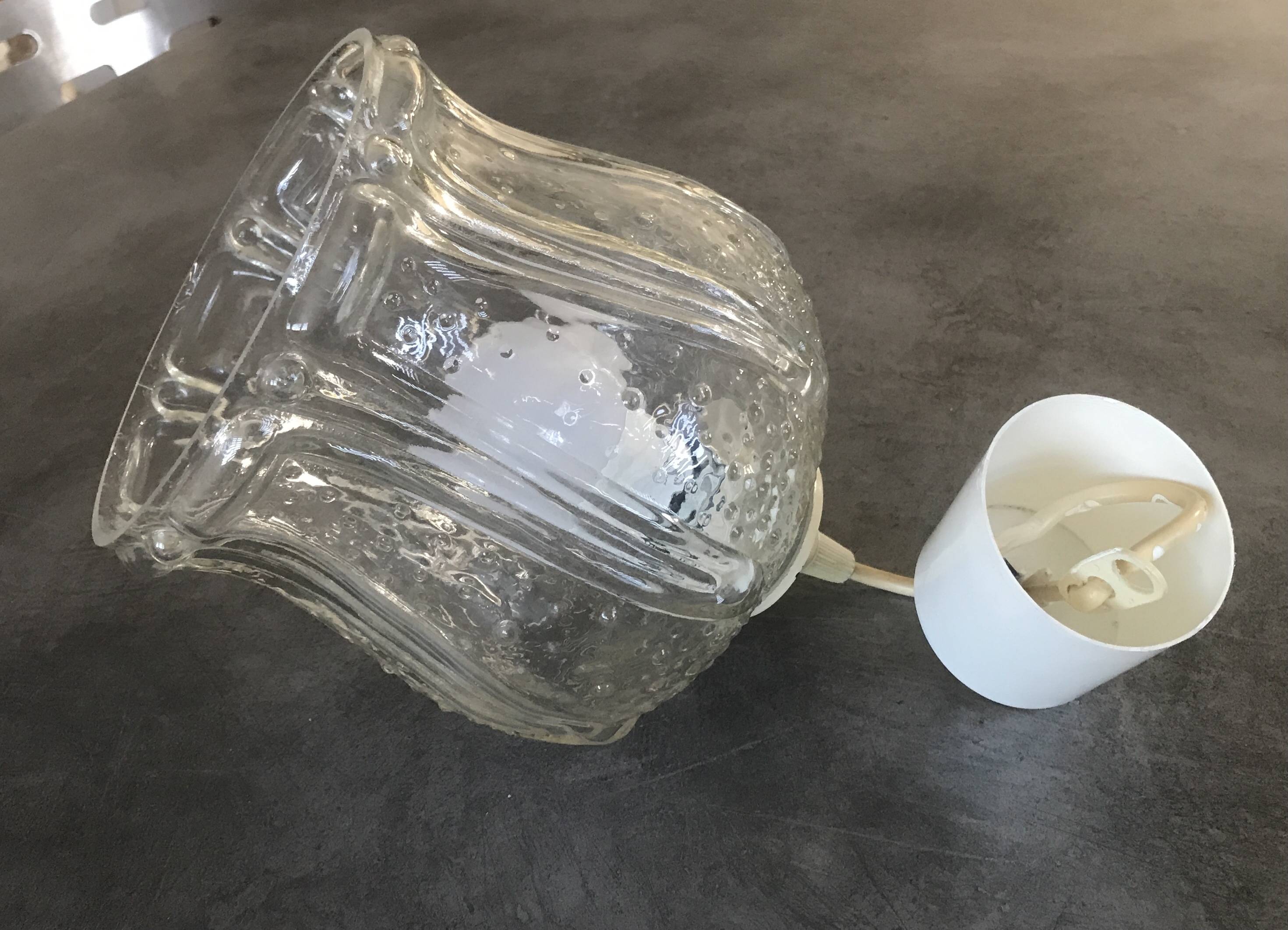 Vintage chandelier pendant lamp in molded glass tulip shape