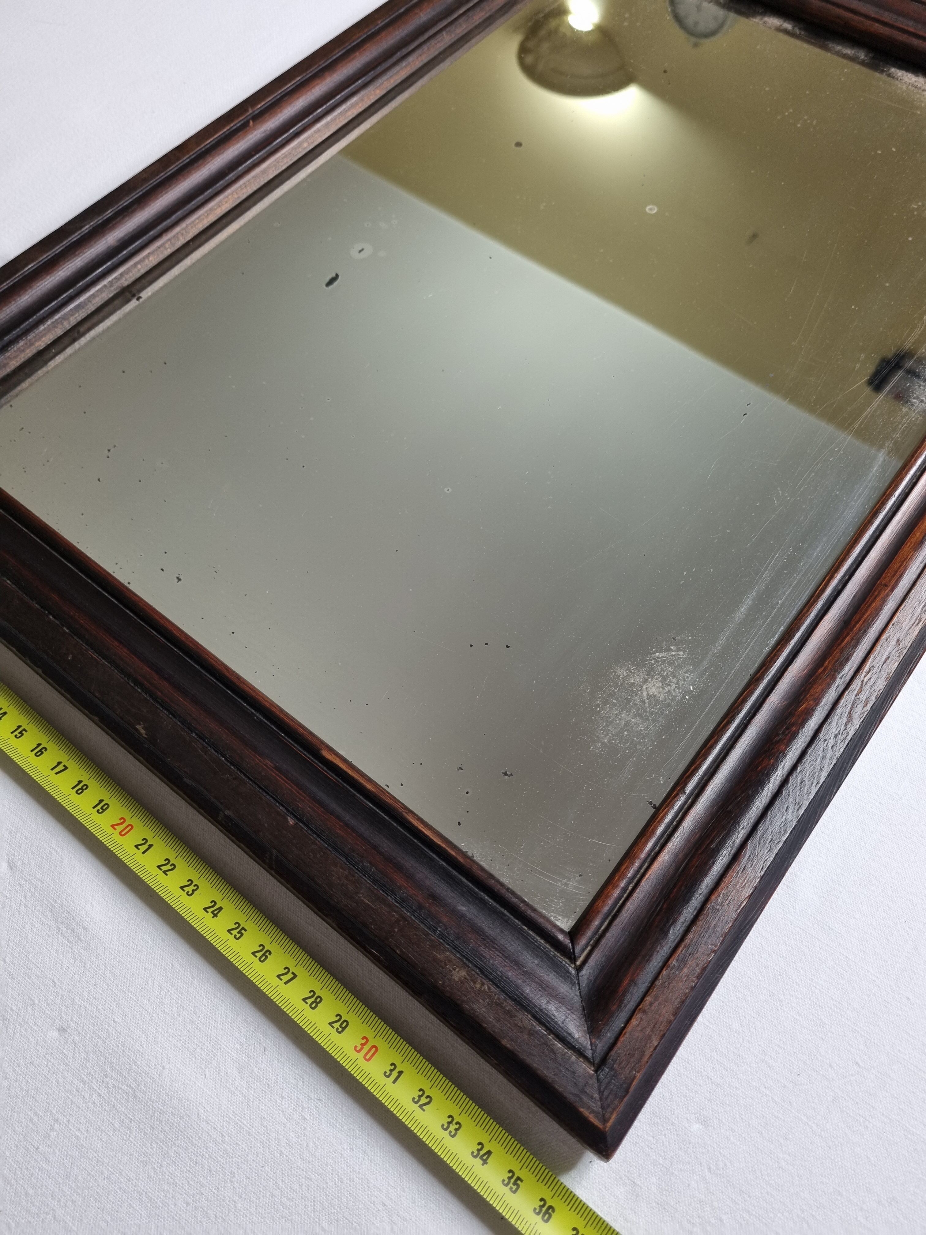 Old rectangular mirror, wooden frame 51x37cm