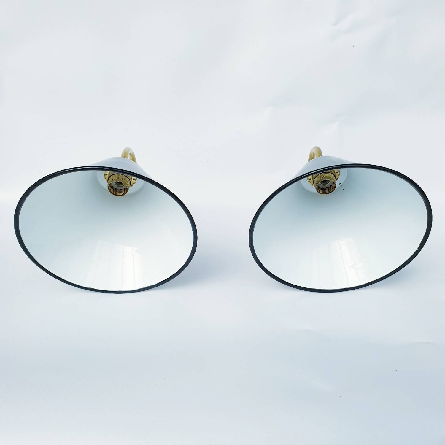 Antique enamelled sheet metal wall lights