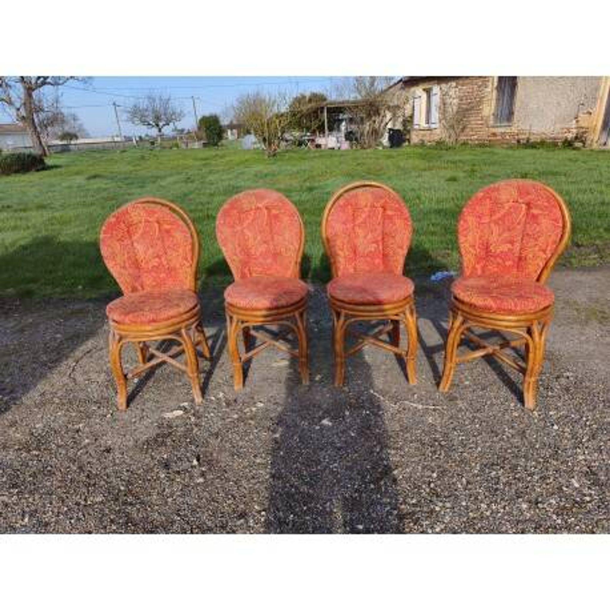 4 vintage rattan chairs