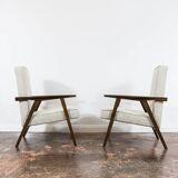 Paire de fauteuils beiges vintage 1960