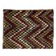 Vintage Hand-Knotted Turkish Tulu Rug with Checkered Zigzag Design in Red, Yellow, Gray and Brown, 100% Wool