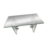 Glass and Wrought Iron Coffee Table, Italy 1960