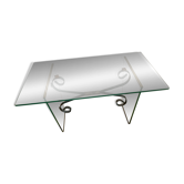 Table Basse Verre et Fer Forgé, Italie 1960