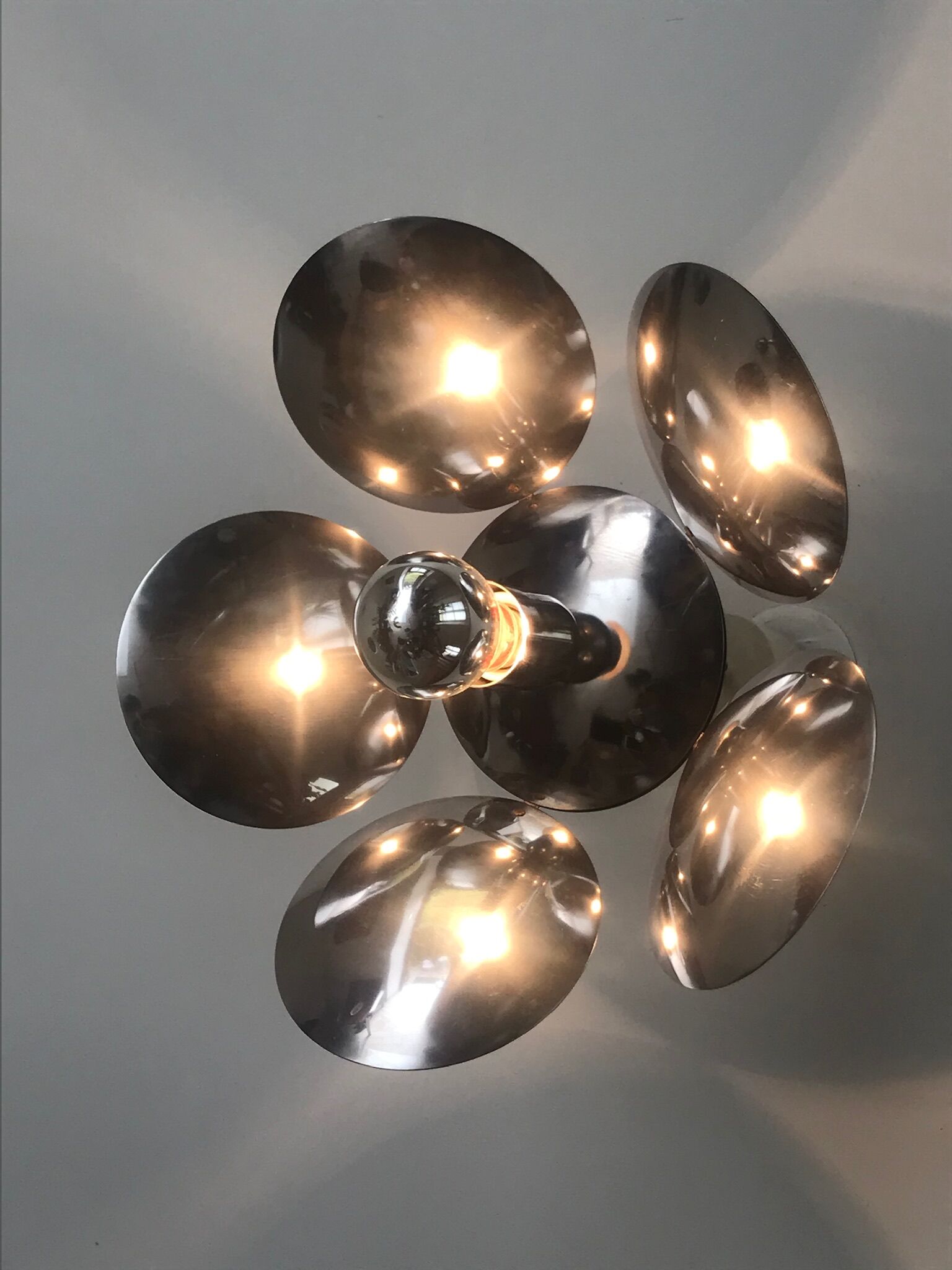 Flower chrome metal pendant 70s