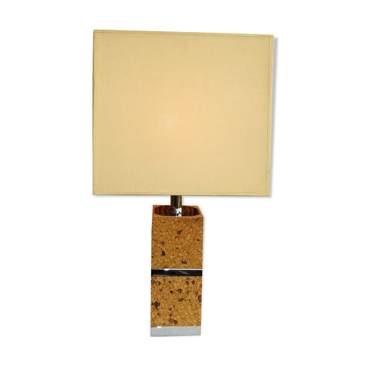 Ambient lamp in cork and chromed metal desing 1970